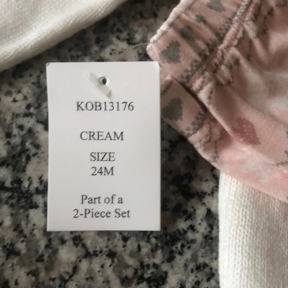 Girls' Cream & Pink Knit Dress and Legging Set